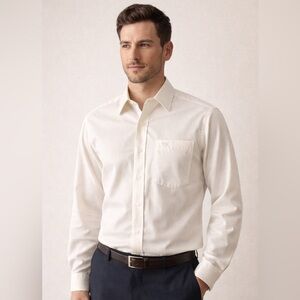 Oscar de la Renta White Textured Jacquard Button Front Shirt Men’s 15 Small